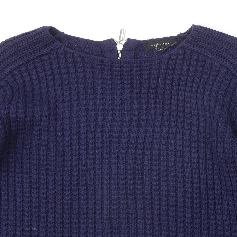 New Look Womens Blue Round Neck Acrylic Pullover Jumper Size 12