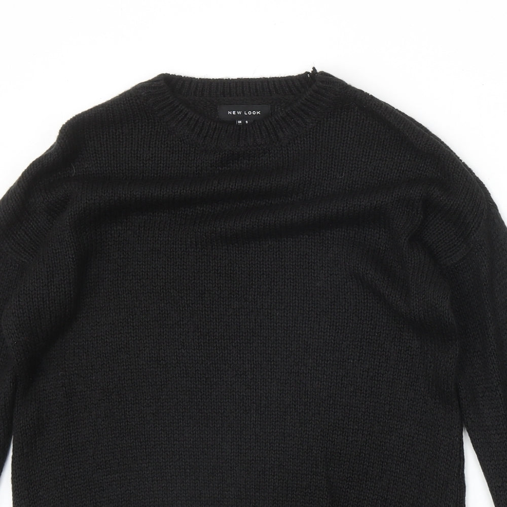 New Look Womens Black Round Neck Acrylic Pullover Jumper Size S