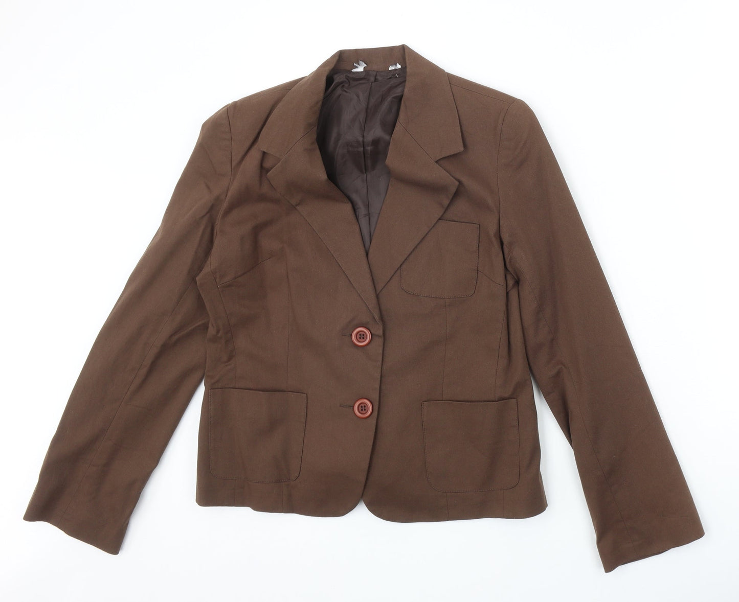 Preworn Womens Brown Cotton Jacket Suit Jacket Size 14