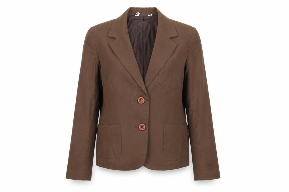 Preworn Womens Brown Cotton Jacket Suit Jacket Size 14