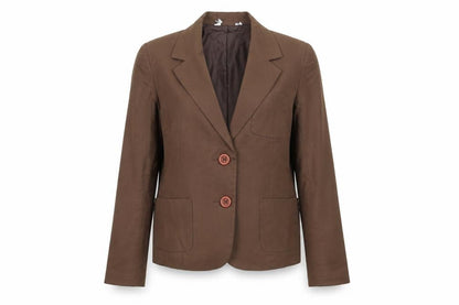 Preworn Womens Brown Cotton Jacket Suit Jacket Size 14
