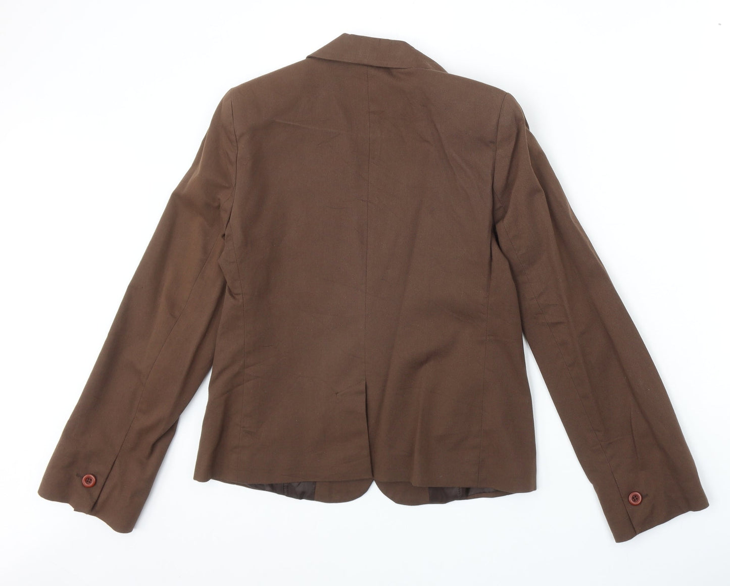 Preworn Womens Brown Cotton Jacket Suit Jacket Size 14