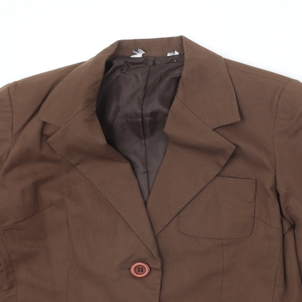 Preworn Womens Brown Cotton Jacket Suit Jacket Size 14