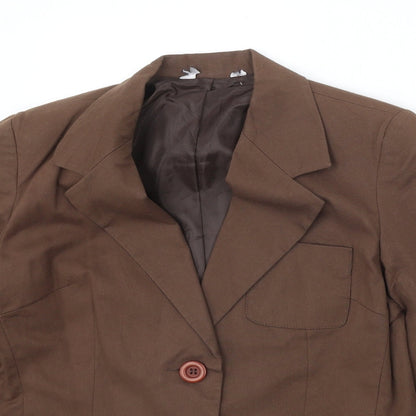 Preworn Womens Brown Cotton Jacket Suit Jacket Size 14