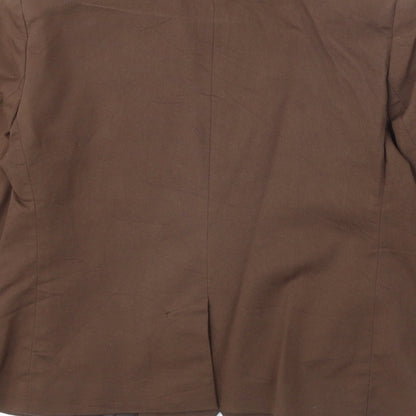Preworn Womens Brown Cotton Jacket Suit Jacket Size 14