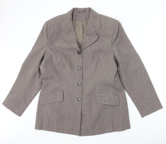 Essentials Womens Beige Polyester Jacket Suit Jacket Size 16