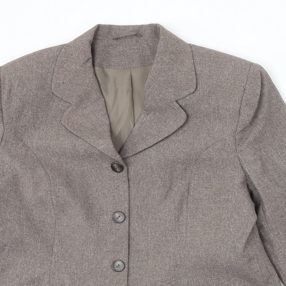 Essentials Womens Beige Polyester Jacket Suit Jacket Size 16