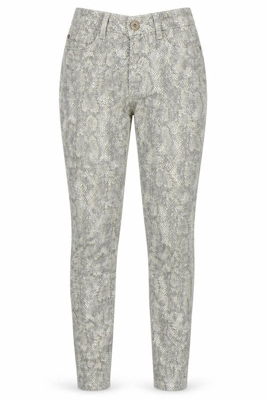 Miss Selfridge Womens Beige Animal Print Cotton Skinny Jeans Size 6 Regular Zip - Snake Skin Print