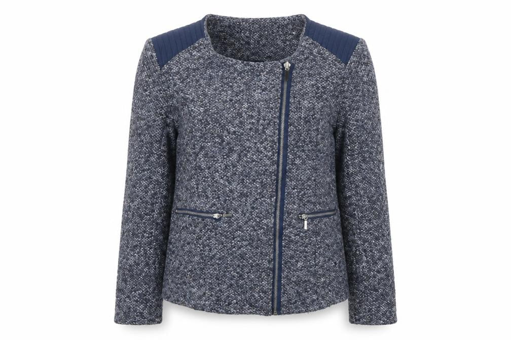 Klass Womens Blue Geometric Jacket Size 10 Zip