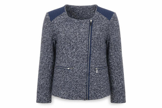 Klass Womens Blue Geometric Jacket Size 10 Zip