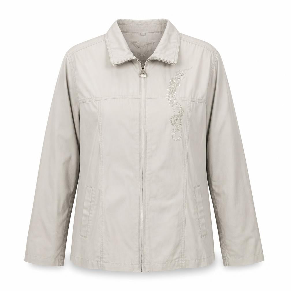 Reflections Womens Beige Jacket Size XL Zip - Feather