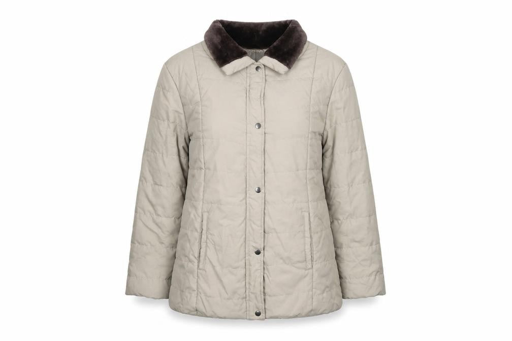 Anne De Lancay Womens Beige Jacket Size L Snap