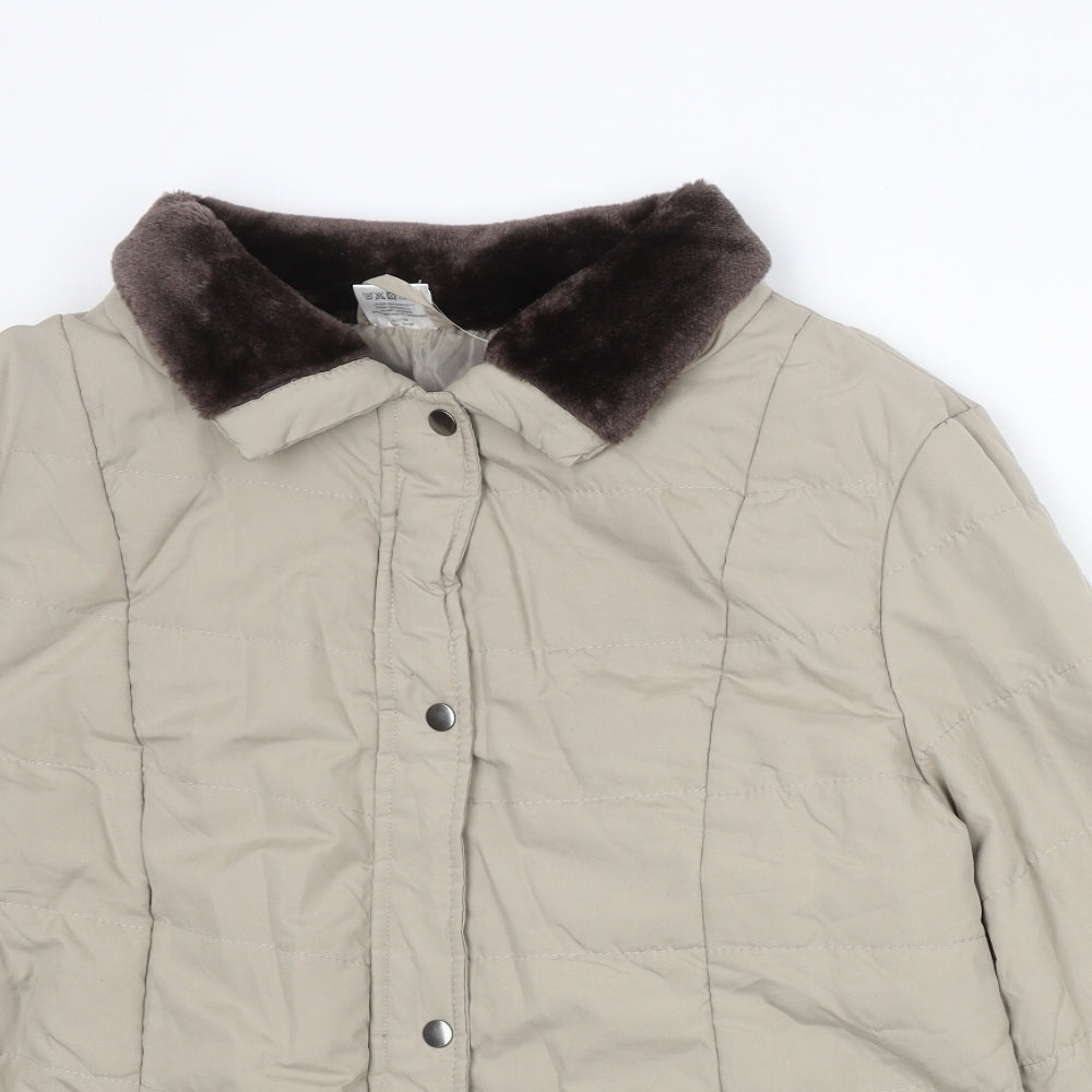 Anne De Lancay Womens Beige Jacket Size L Snap