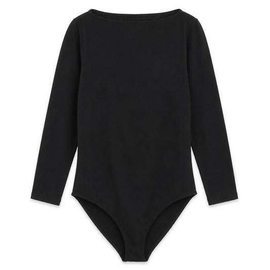 H&M Womens Black Cotton Bodysuit One-Piece Size M Snap