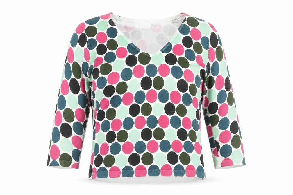 Kaliko Womens Multicoloured V-Neck Geometric Viscose Pullover Jumper Size 10