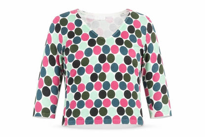 Kaliko Womens Multicoloured V-Neck Geometric Viscose Pullover Jumper Size 10