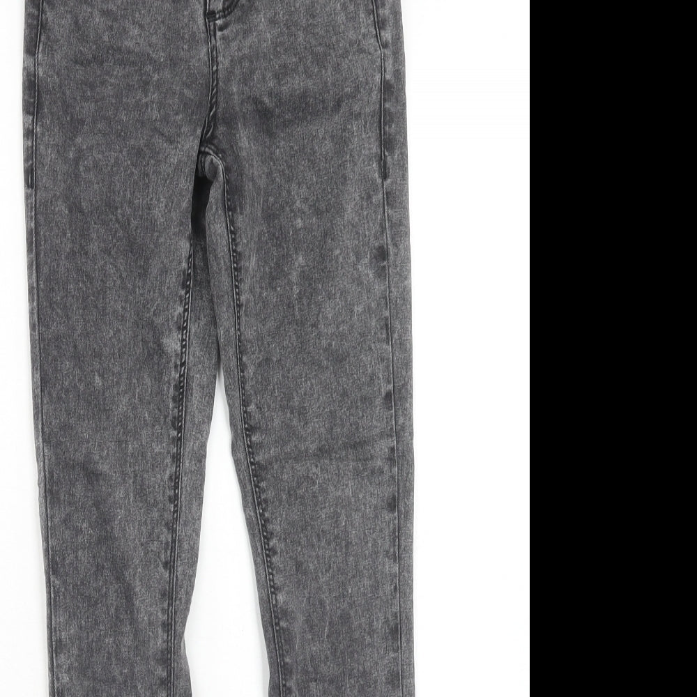 Topshop Womens Grey Cotton Skinny Jeans Size 24 L28 in Regular Zip