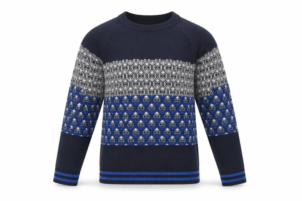 NEXT Mens Blue Round Neck Geometric Polyester Pullover Jumper Size S Long Sleeve