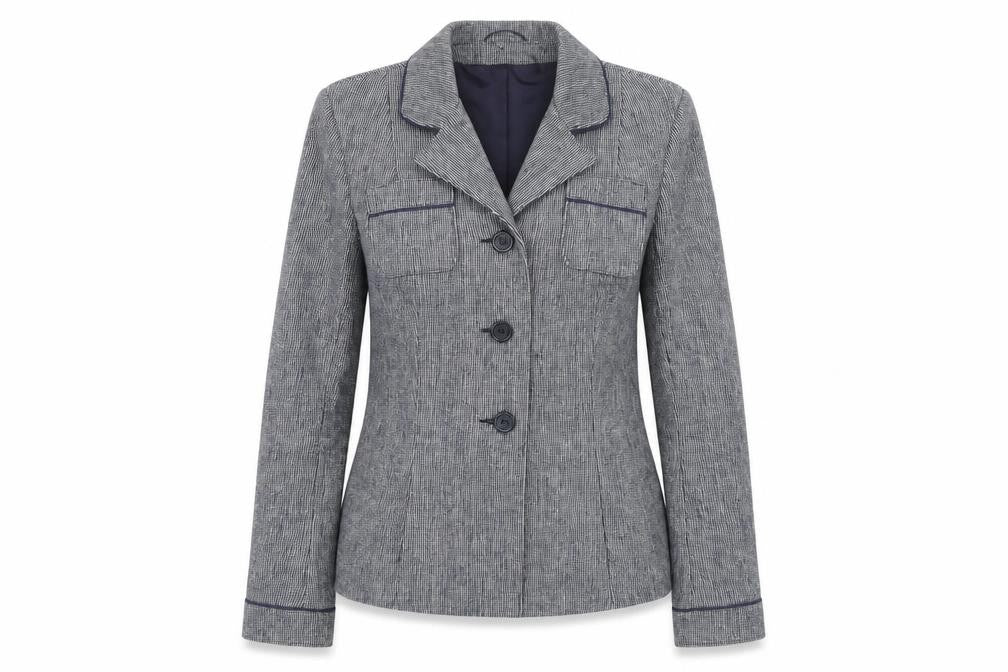 Preworn Womens Blue Check Wool Jacket Blazer Size 12
