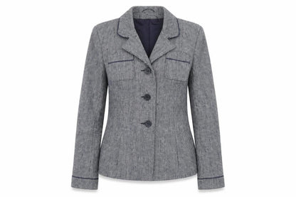 Preworn Womens Blue Check Wool Jacket Blazer Size 12