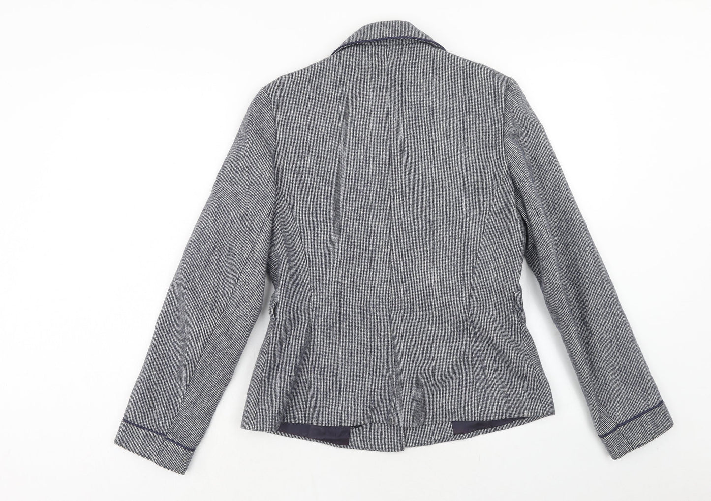 Preworn Womens Blue Check Wool Jacket Blazer Size 12