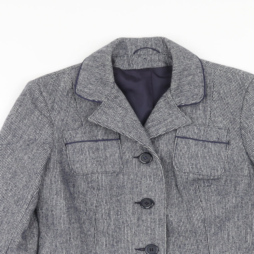 Preworn Womens Blue Check Wool Jacket Blazer Size 12