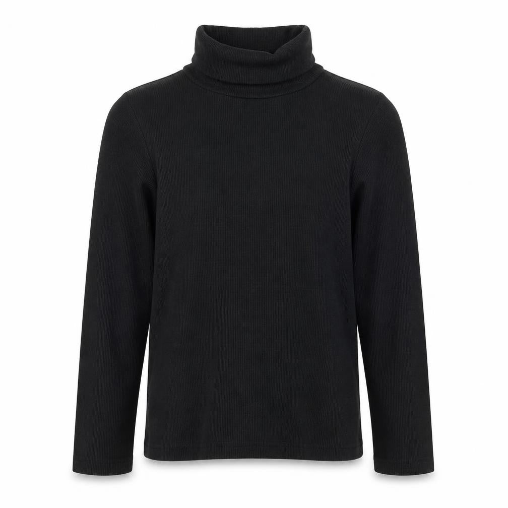 YD Girls Black Viscose Basic T-Shirt Size 9-10 Years Roll Neck Pullover