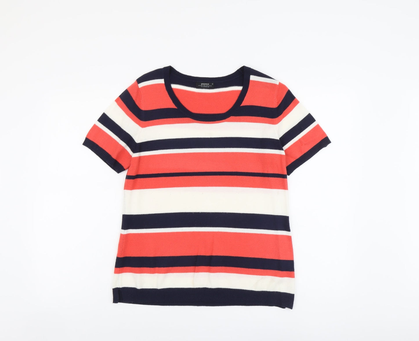 Papaya Womens Multicoloured Scoop Neck Striped Acrylic Pullover Jumper Size 12