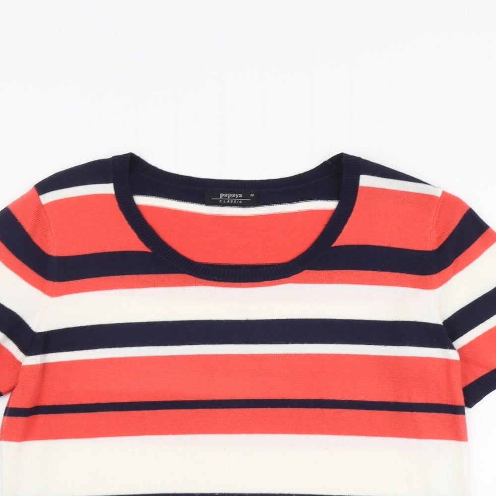 Papaya Womens Multicoloured Scoop Neck Striped Acrylic Pullover Jumper Size 12