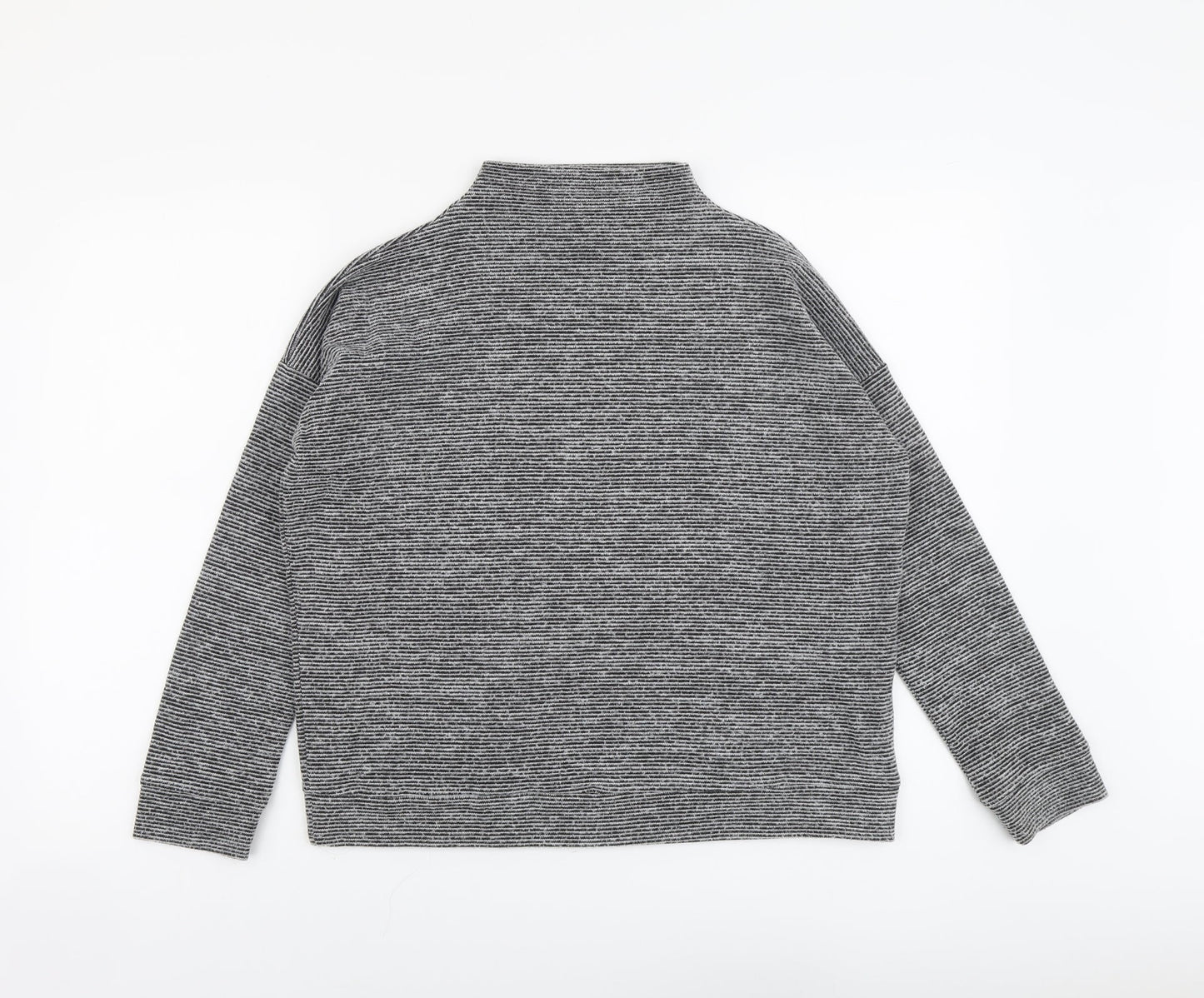 New Look Womens Grey High Neck Striped Polyester Pullover Jumper Size S