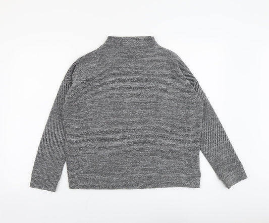 New Look Womens Grey High Neck Striped Polyester Pullover Jumper Size S