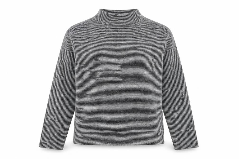 New Look Womens Grey High Neck Striped Polyester Pullover Jumper Size S
