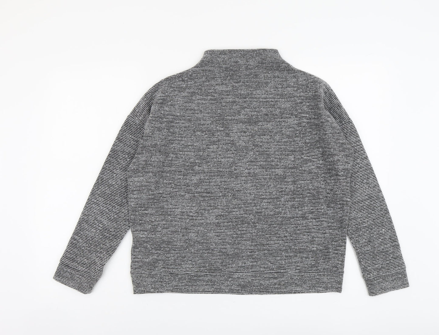 New Look Womens Grey High Neck Striped Polyester Pullover Jumper Size S