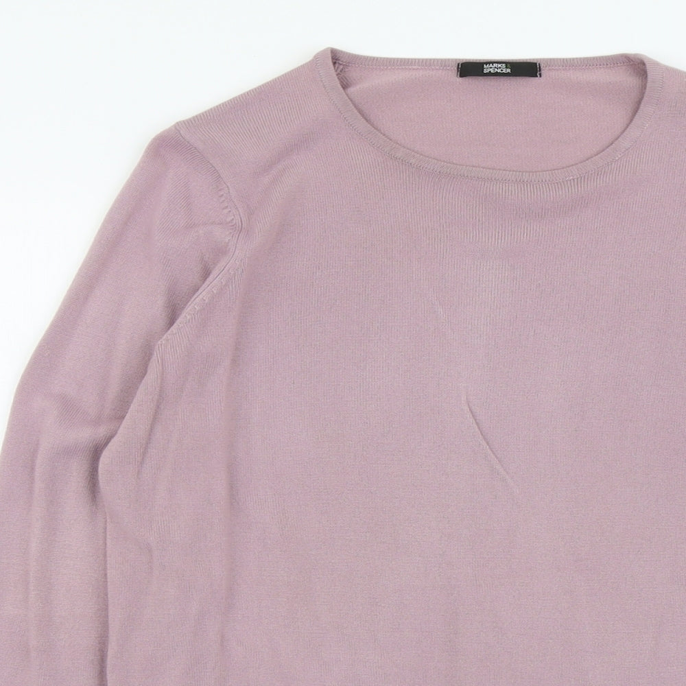 Marks and Spencer Womens Purple Scoop Neck Acrylic Pullover Jumper Size 12