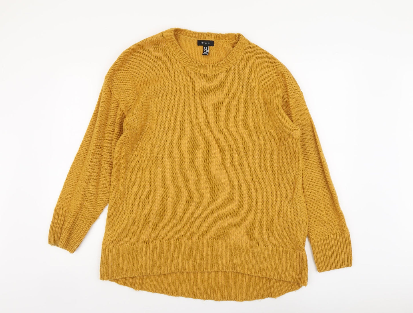 New Look Womens Yellow Round Neck Acrylic Pullover Jumper Size L