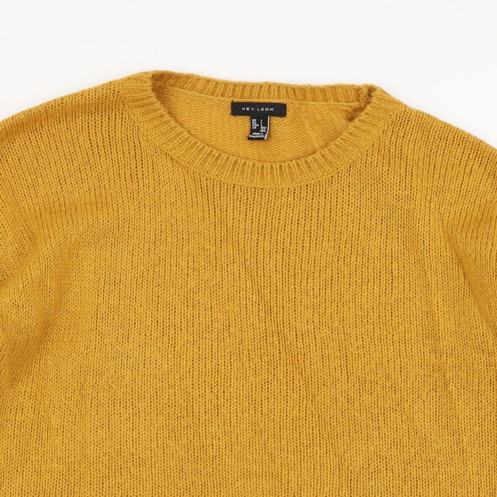 New Look Womens Yellow Round Neck Acrylic Pullover Jumper Size L