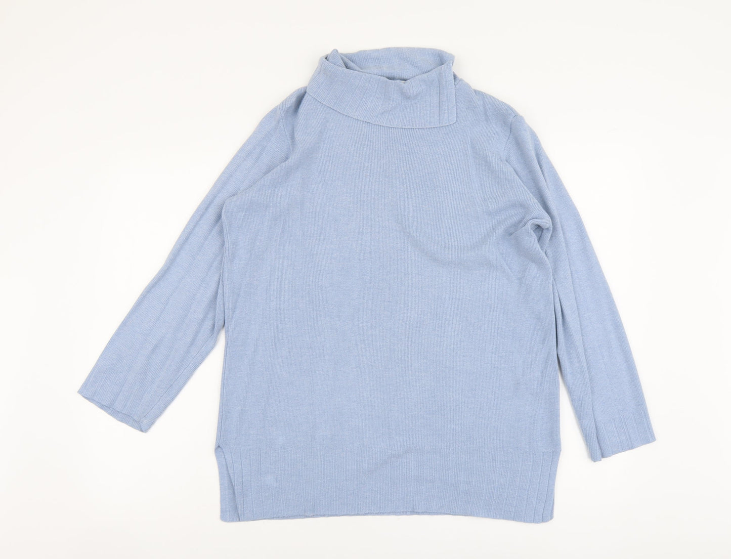 Marks and Spencer Womens Blue Roll Neck Modal Pullover Jumper Size 12