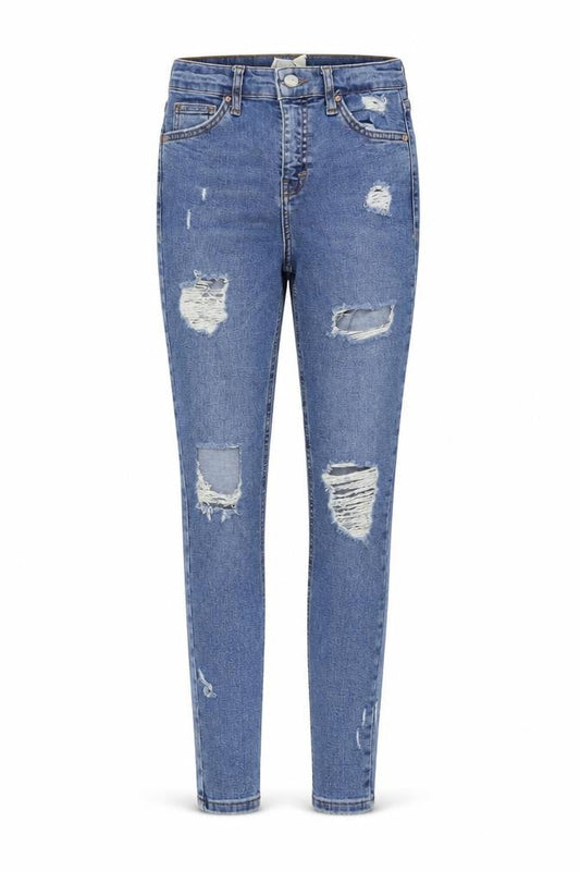 Topshop Womens Blue Cotton Skinny Jeans Size 23 in L26 in Regular Button