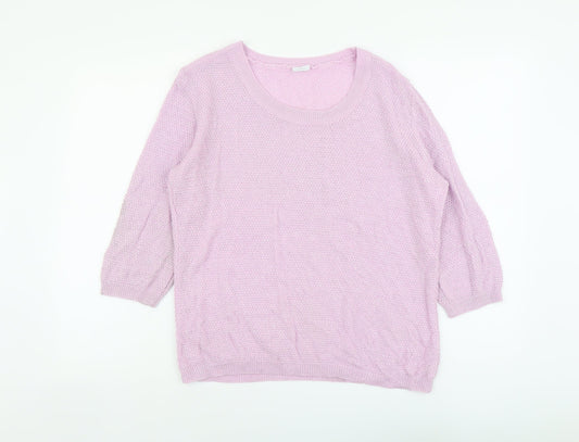 Preworn Womens Purple Scoop Neck Polyester Pullover Jumper Size 16