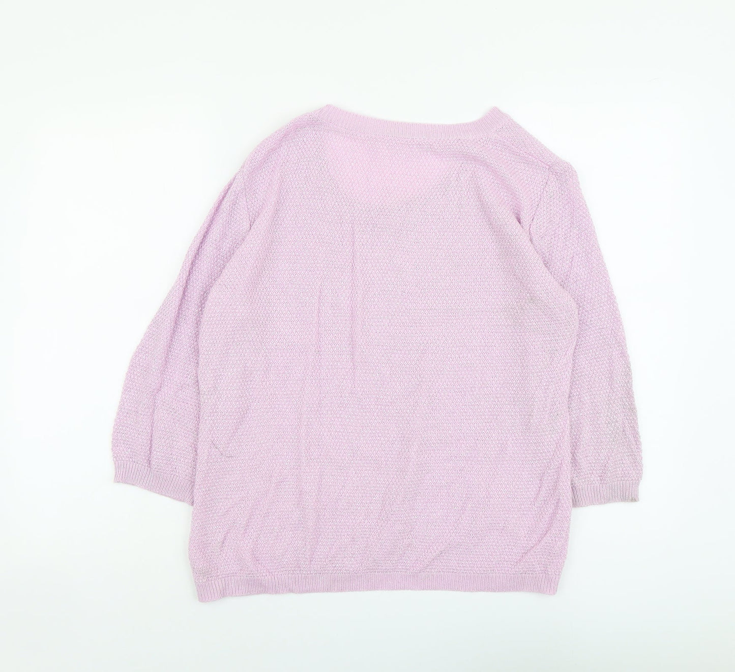 Preworn Womens Purple Scoop Neck Polyester Pullover Jumper Size 16