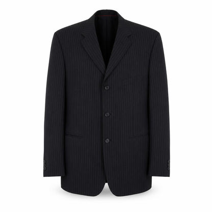 Jeanne Pierre Mens Black Striped Polyester Jacket Suit Jacket Size L Regular