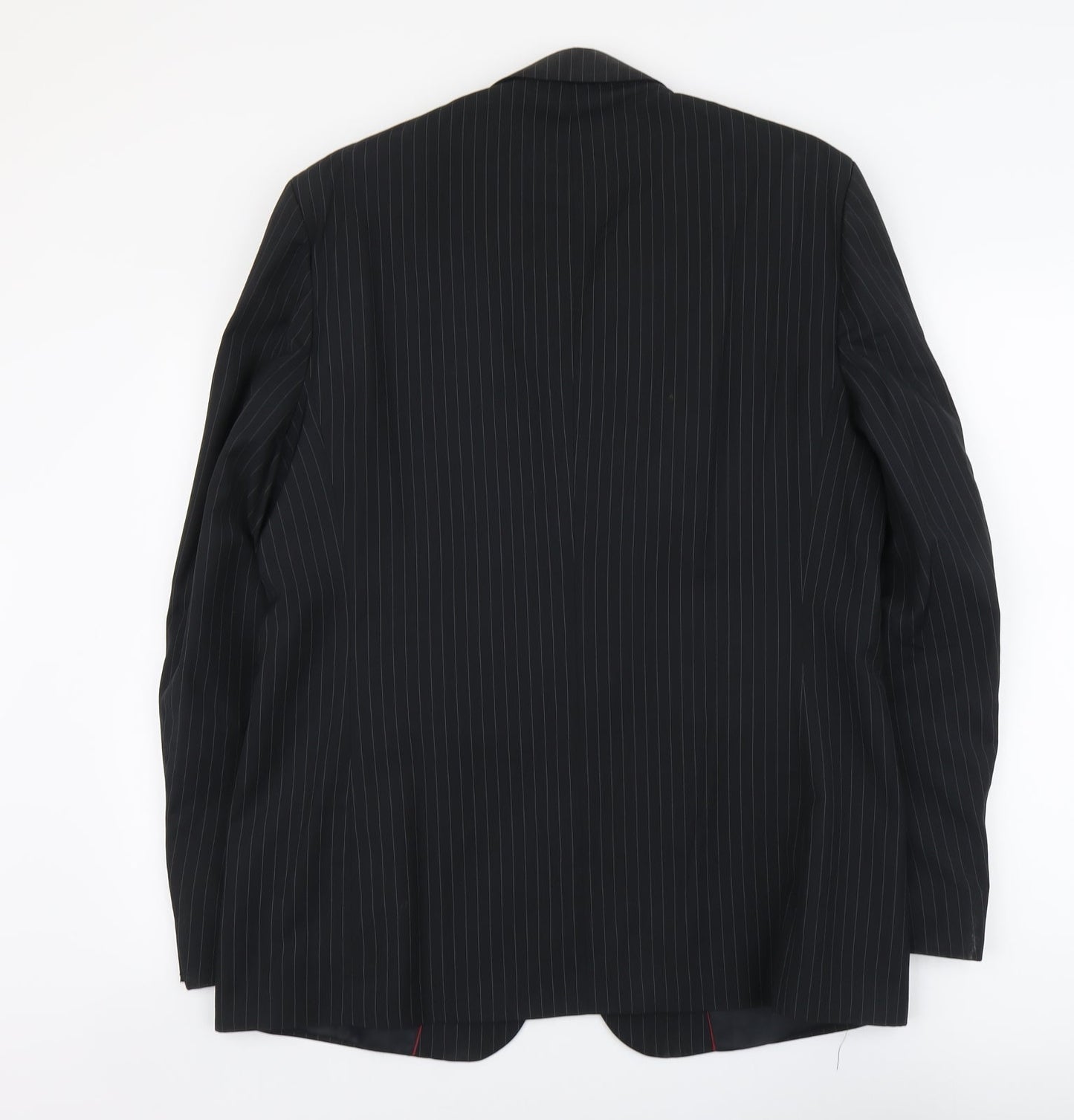 Jeanne Pierre Mens Black Striped Polyester Jacket Suit Jacket Size L Regular