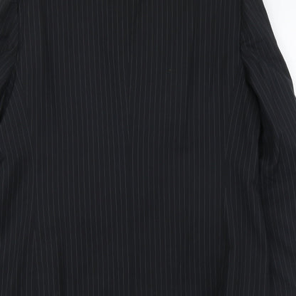 Jeanne Pierre Mens Black Striped Polyester Jacket Suit Jacket Size L Regular