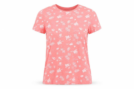 Primark Womens Orange Geometric Cotton Basic T-Shirt Size 2XS Round Neck - Tropical Print