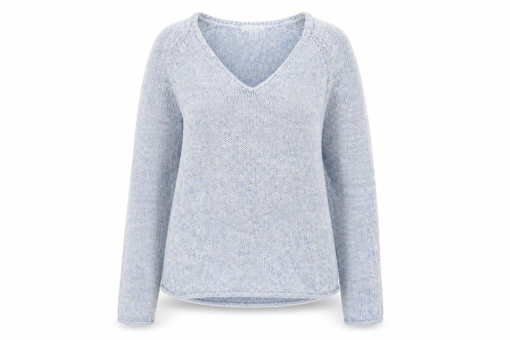 H&M Womens Blue V-Neck Acrylic Pullover Jumper Size S