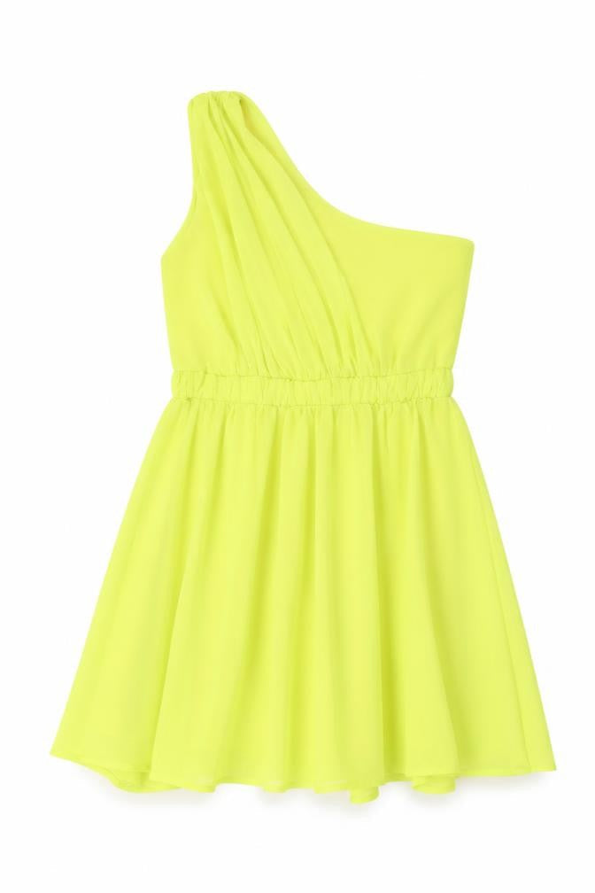 Ribbron Womens Green Polyester Basic Blouse Size 12 One Shoulder