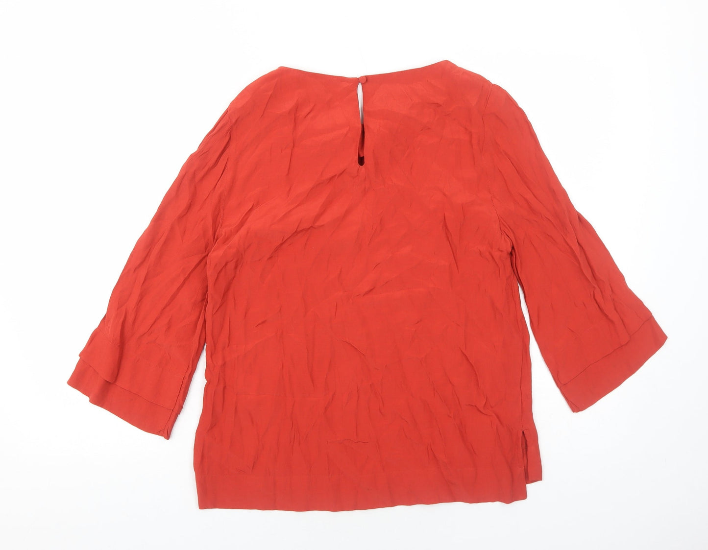Monsoon Womens Red Polyester Basic Blouse Size 12 Round Neck