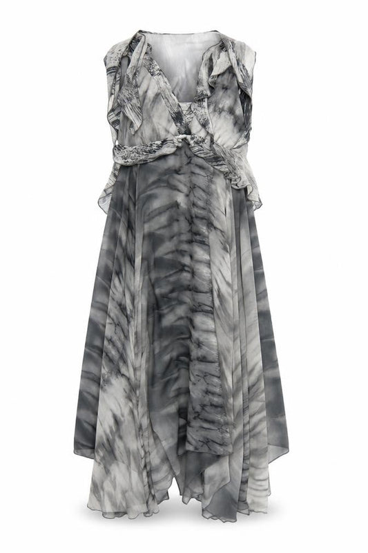 Limited Collection Womens Grey Geometric Polyester Trapeze & Swing Size 8 V-Neck Pullover