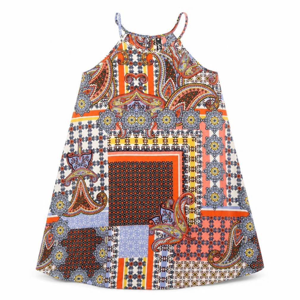 Influence Womens Orange Geometric Polyester Trapeze & Swing Size 10 Round Neck Pullover