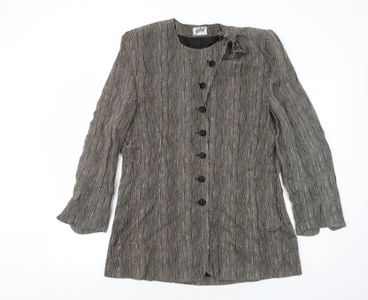 Sting Womens Black Geometric Jacket Blazer Size M Button